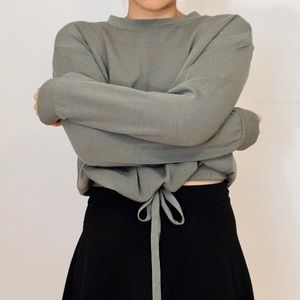 For The Republic Olive Green Adjust. Crop Sweater